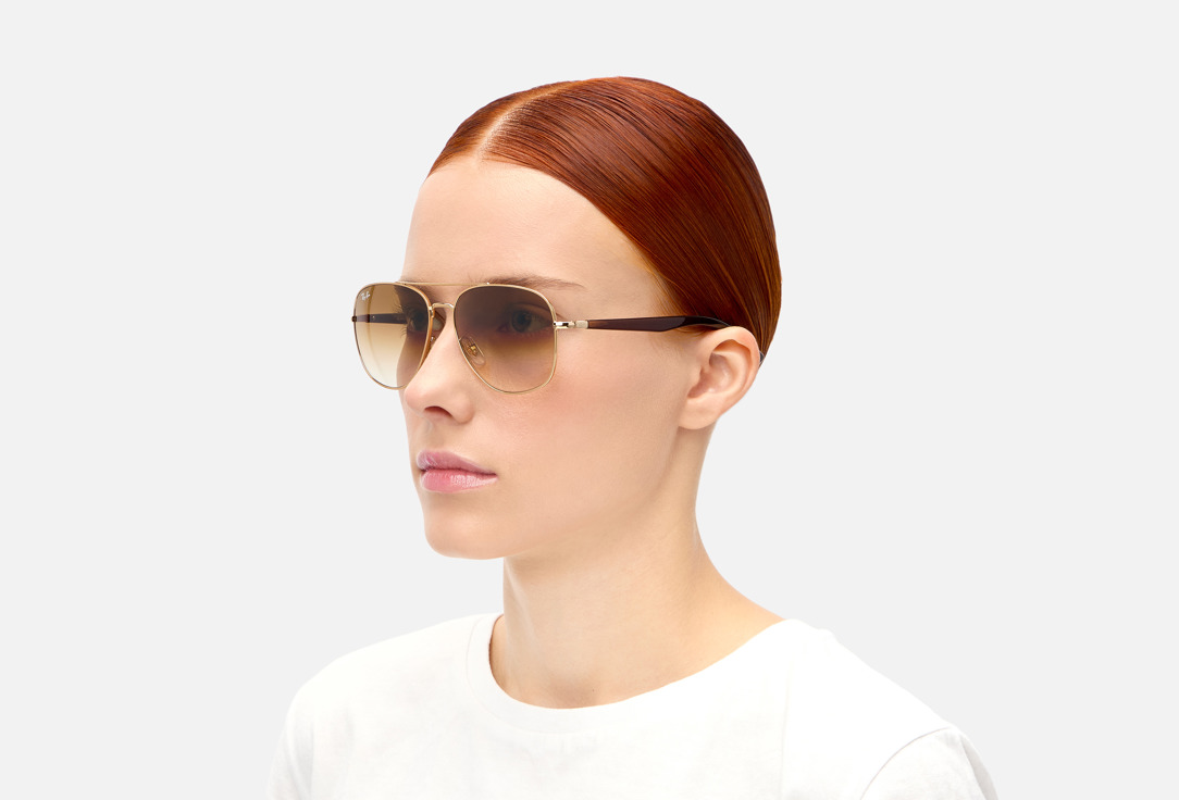 

Солнцезащитные очки RAY-BAN, Золотой, С коричневыми линзами RB3683-001/51/56-15
