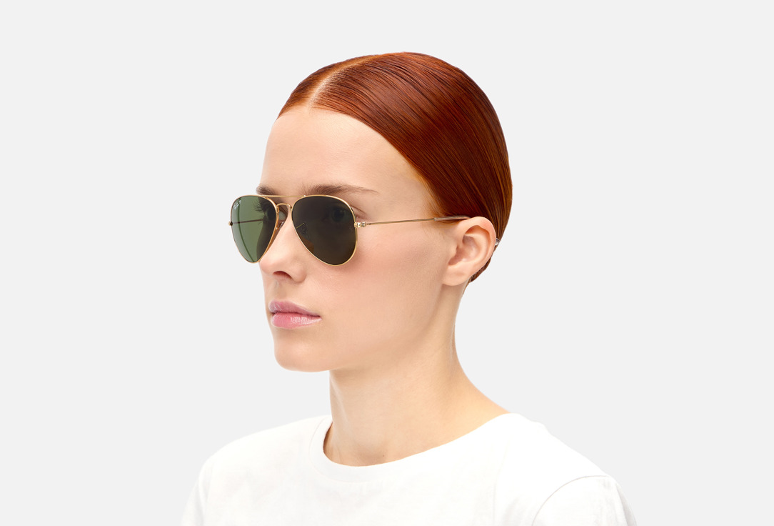 

Солнцезащитные очки RAY-BAN, Золотой, С зелеными линзами RB3025-001/58/55-14