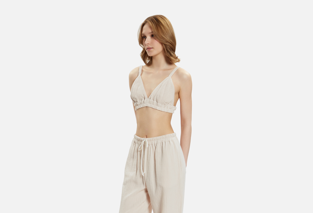 Изображение товара Топ бюстье Muslin Clouds тауп для женщин из хлопка летний комфорт