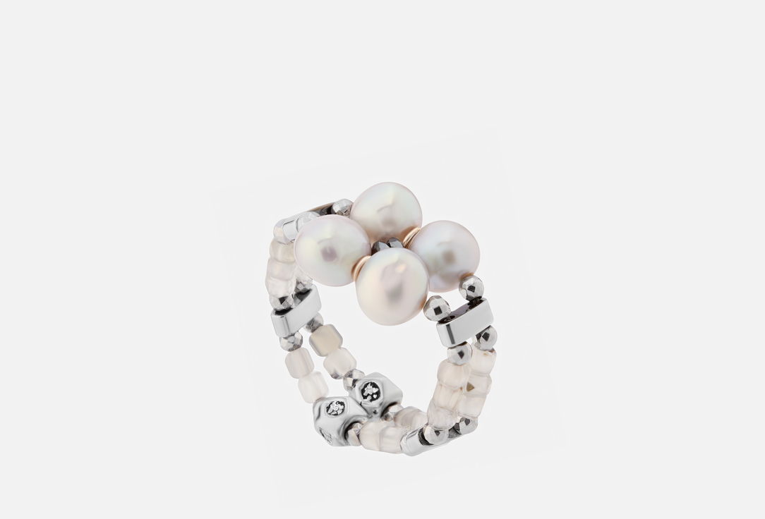 Изображение товара Кольцо Lanzerotti Gelido с жемчугом лабрадоритом и гематитом регулируемое для женщин