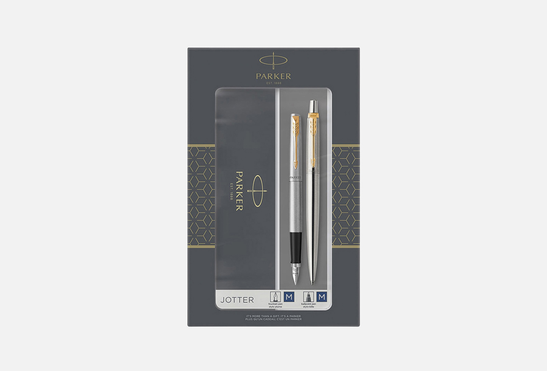 Изображение товара Подарочный набор: перьевая и шариковая ручка Parker Jotter Stainless Steel GT