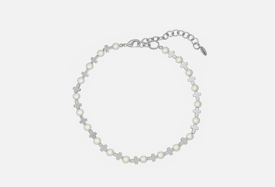 

Колье LA FAMILY, С жемчугом и гематитовыми крестиками 1 шт