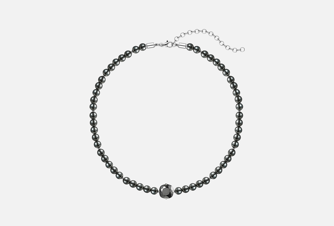 Изображение товара Колье Wishlist Darq черное с гематитом и хрусталем длина 35+8 см стильное украшение для женщин