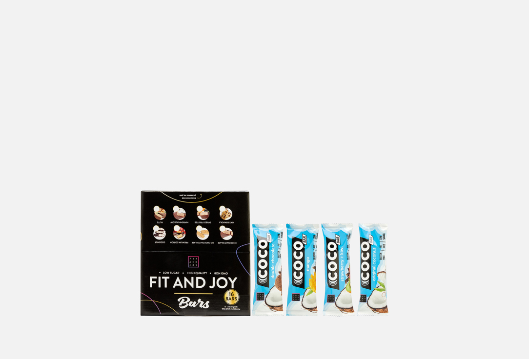 

набор батончиков FIT AND JOY, Кокосовые без сахара, ассорти 16 шт