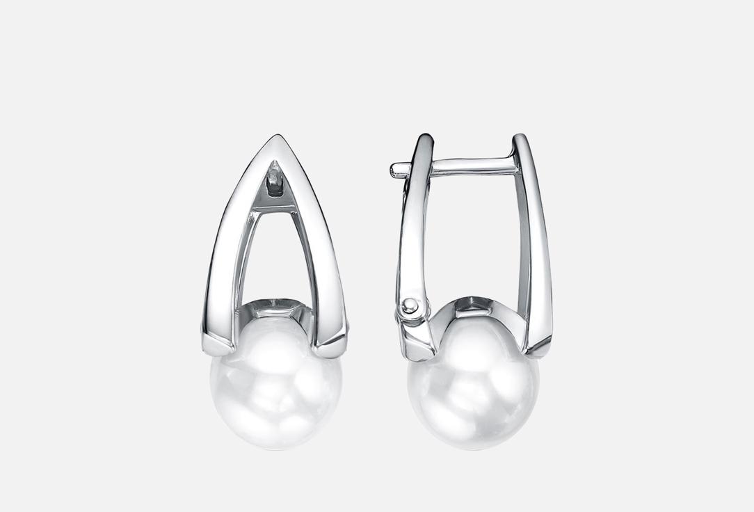 Изображение товара Элегантные серьги Настроение женщины с жемчугом из латунь и серебрение сапфир премиум