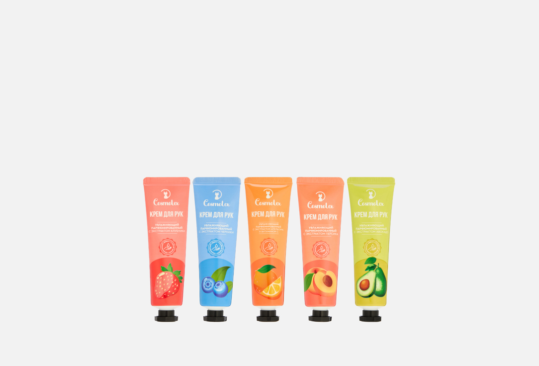 

Набор кремов для рук COSMOLEX, Сочный персик, черника, апельсин, авокадо, клубника 5 шт
