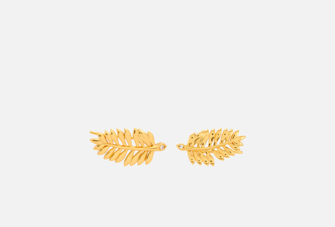 Изображение товара Серьги Komsi Petal в золотом цвете из медицинской стали с фианитом