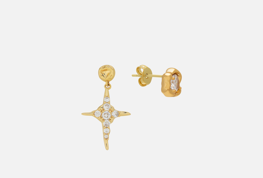 Изображение товара Стильные серьги Magic Trio из медицинской стали с фианитами, 2х1 см