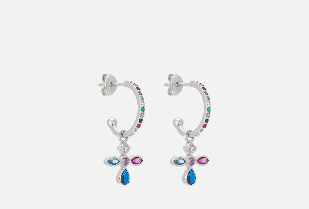 Изображение товара Серьги Mosaic из стерлингового серебра с фианитами для женщин 2,5 см