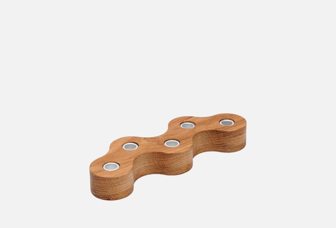 Изображение товара Подсвечник AROMATEPLO Волна для 5 тонких свечей деревянный 16х5х3 см