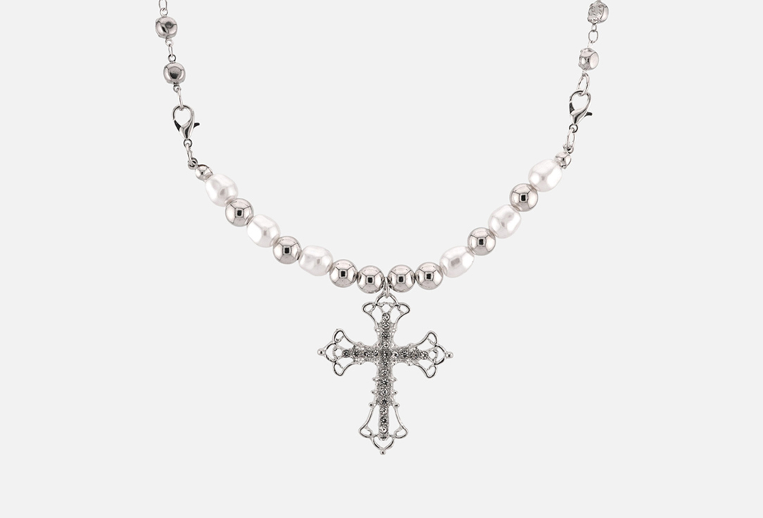 Изображение товара Чокер Gamora жемчужные бусины крест стрази винтаж стиль 38 см