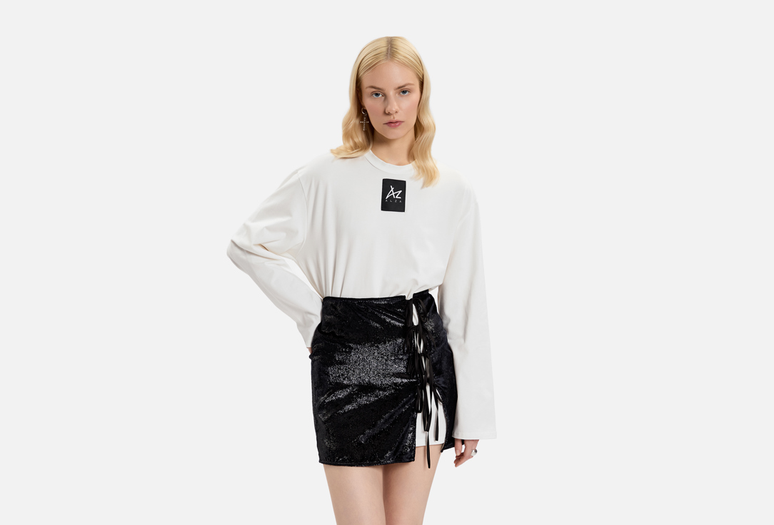 Изображение товара Лонгслив ALZA Молочный оверсайз из хлопка с лайкрой для женщин