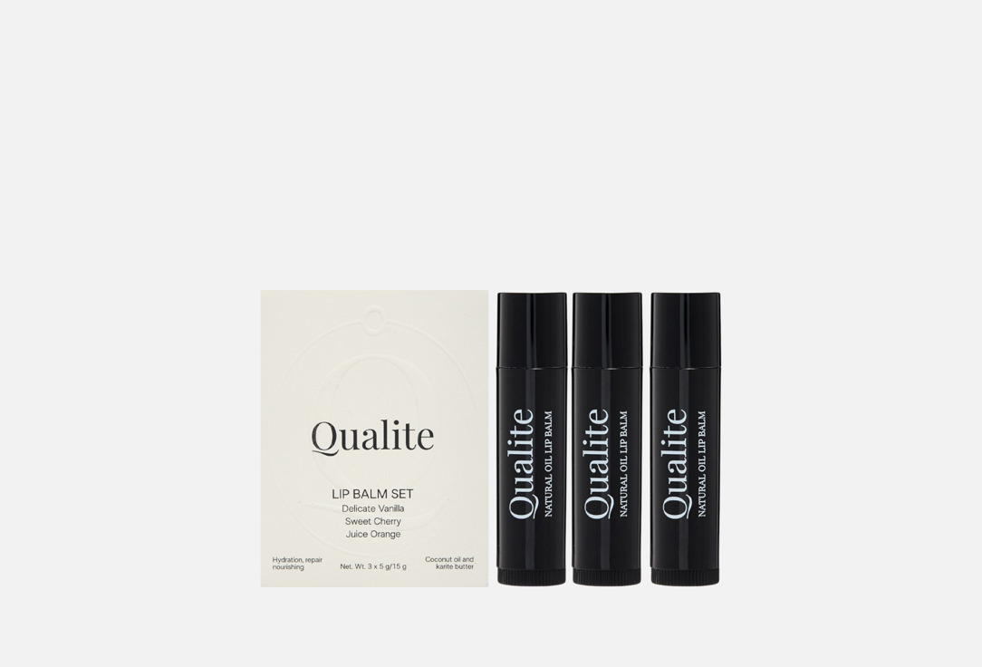 

Набор бальзамов для губ QUALITE, Прозрачный, Lip balm set 3 шт