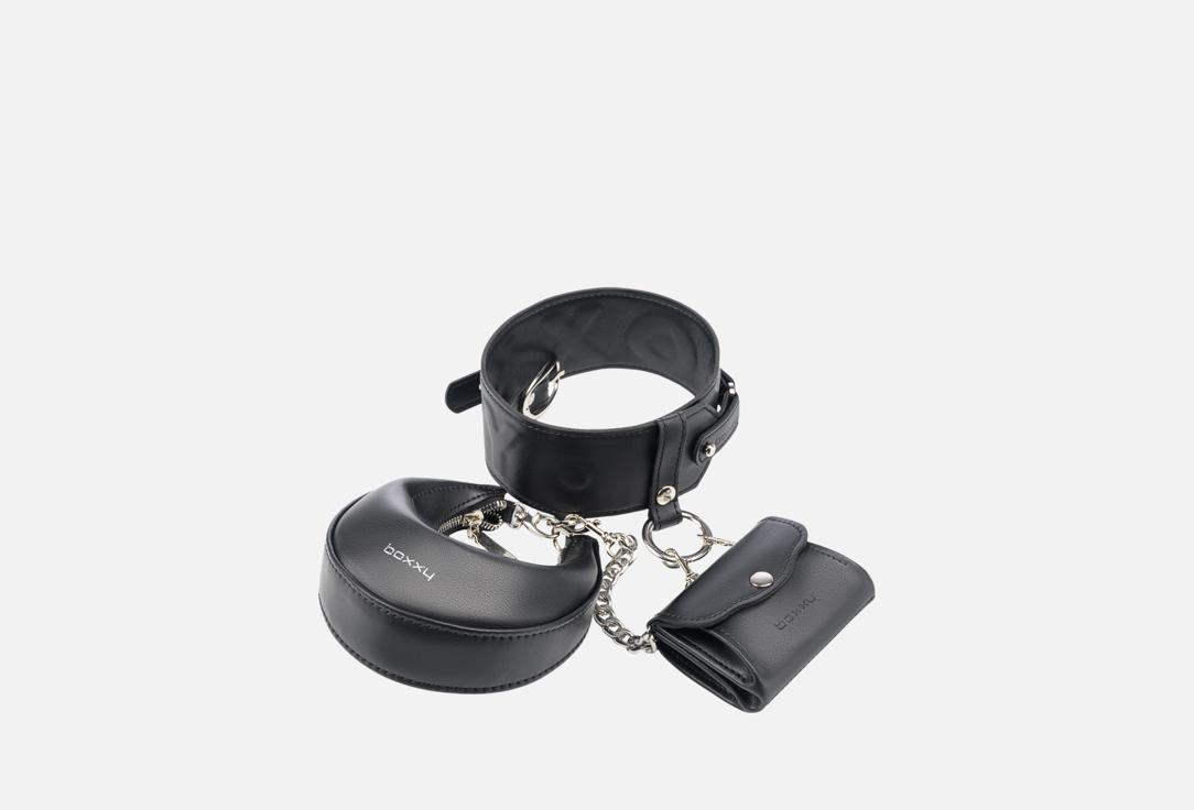Изображение товара Ремень Boxxy черный с двумя кошельками и цепью для стильного образа