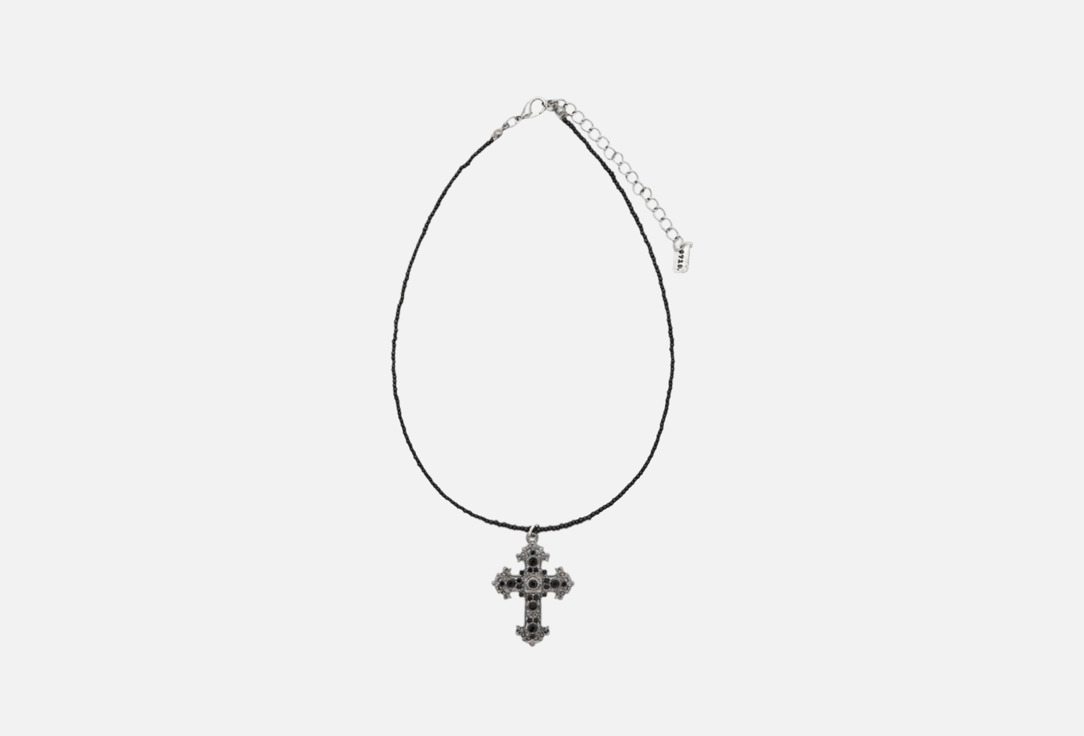 Изображение товара Колье PABUR CROSS BLK&SLV серебряное с крестом и стразами для женщин