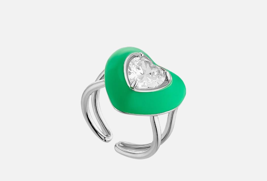 Изображение товара Кольцо Love green из медицинской стали с эмалью и цирконом, женское, Турция