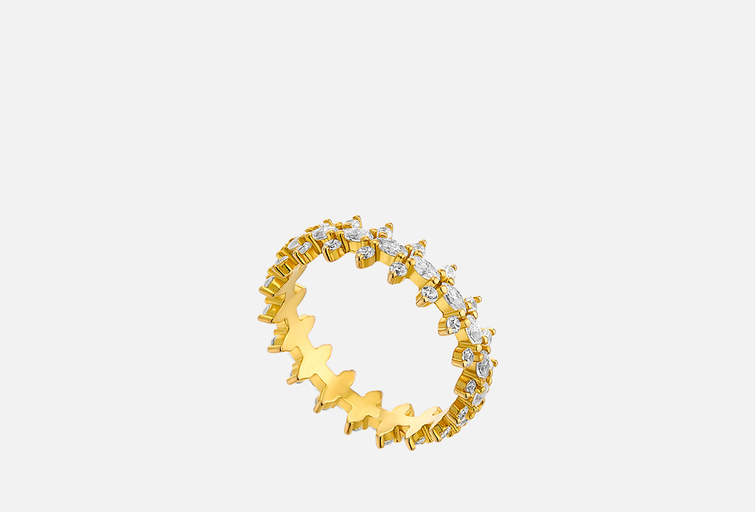 Изображение товара Кольцо Komsi Brand Less gold-white из сплава с фианитами размер 15 Турция