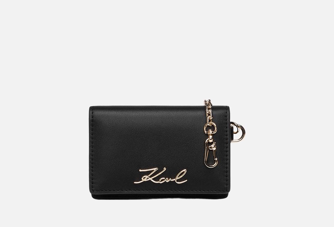 

Картхолдер кожаный KARL LAGERFELD, Черный, Signature Black/Gold