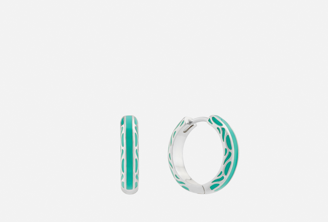 Изображение товара Серьги Forat с бирюзовой эмалью серебро размеры 2 см