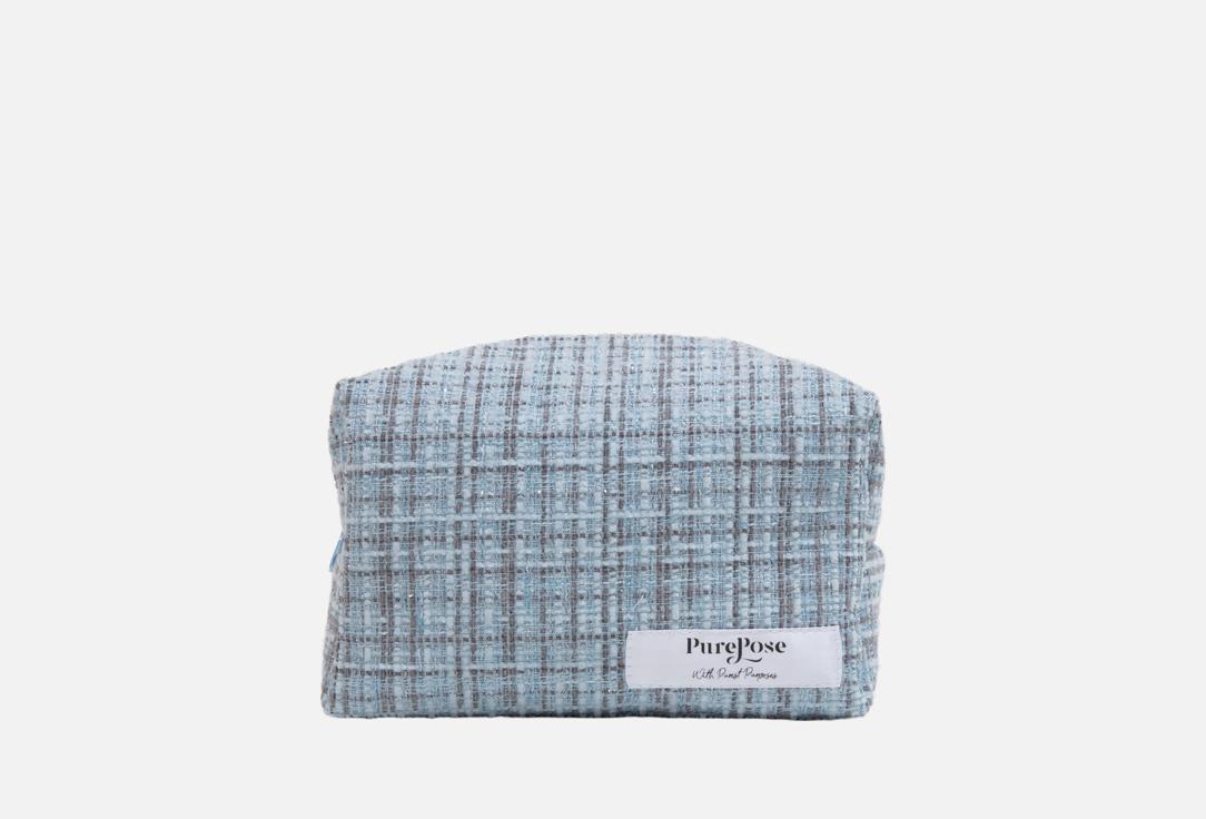 Изображение товара Косметичка PurePose Navy из твида и атласа для путешествий и хранения косметики