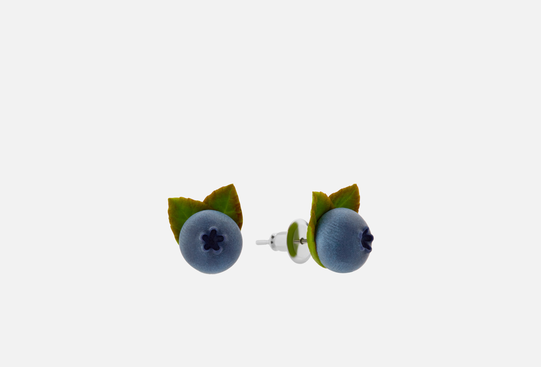 Изображение товара Серьги пусеты голубика ручной работы из полимерной глины ювелирная сталь