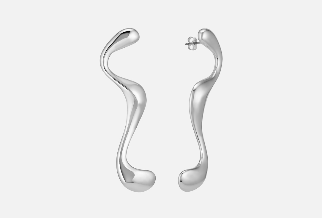 Изображение товара Стильные серьги Attribute Shop с родиевым покрытием длиной 7.5 см