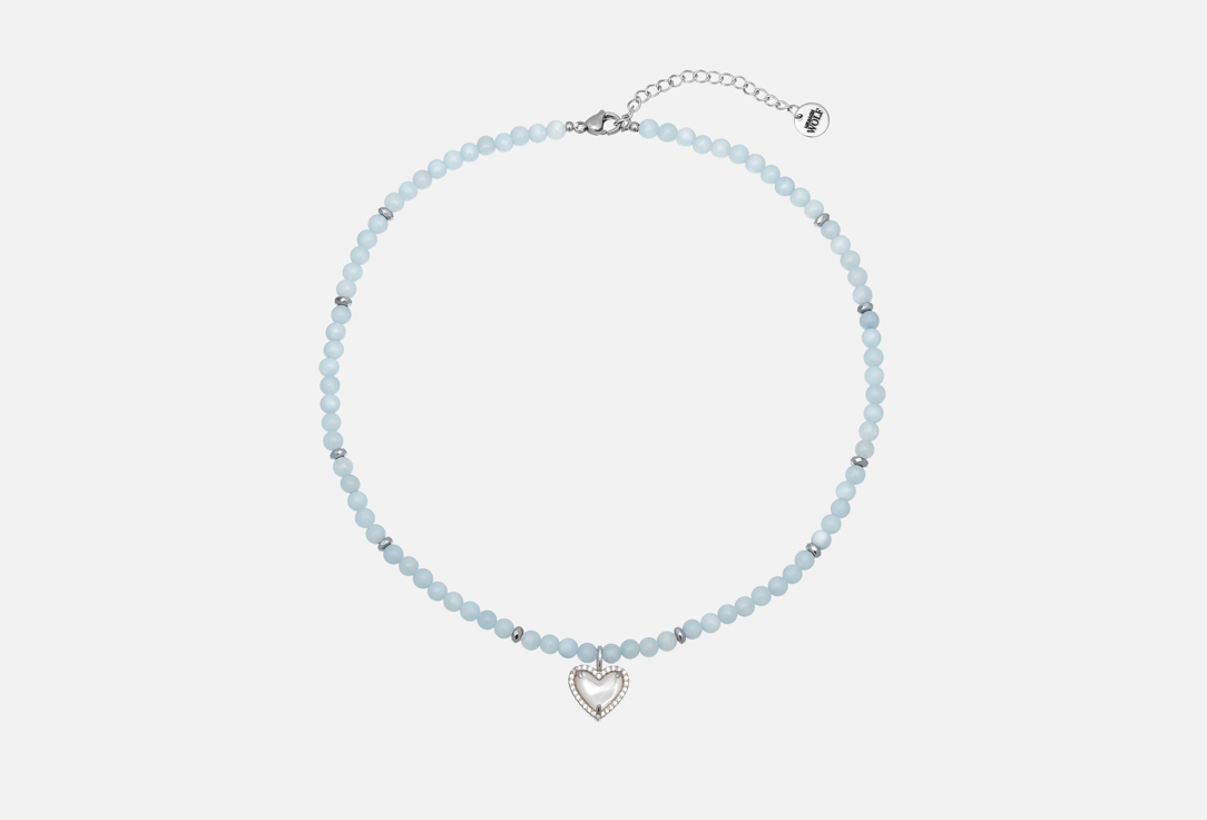 Изображение товара Нежное голубое колье из кварца с перламутром и удлинительной цепочкой