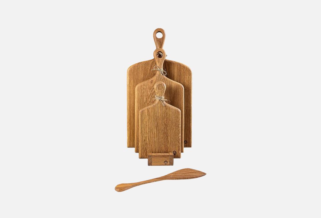 Изображение товара Набор разделочных досок Столярная мастерская КЕДР прямоугольные, с ручкой, с лопаткой