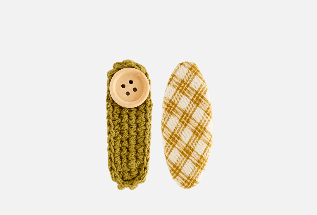 

Заколки для волос MANUKA CHILDREN ACCESSORIES, Зеленый, Горчичная клетка и вязаная с пуговицей 2 шт