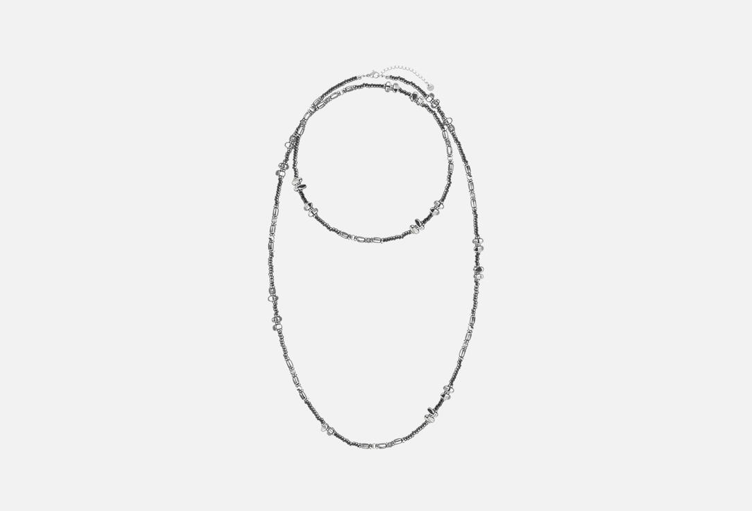 Изображение товара Длинное колье из бусин гематита и стали для женщин - стильное украшение