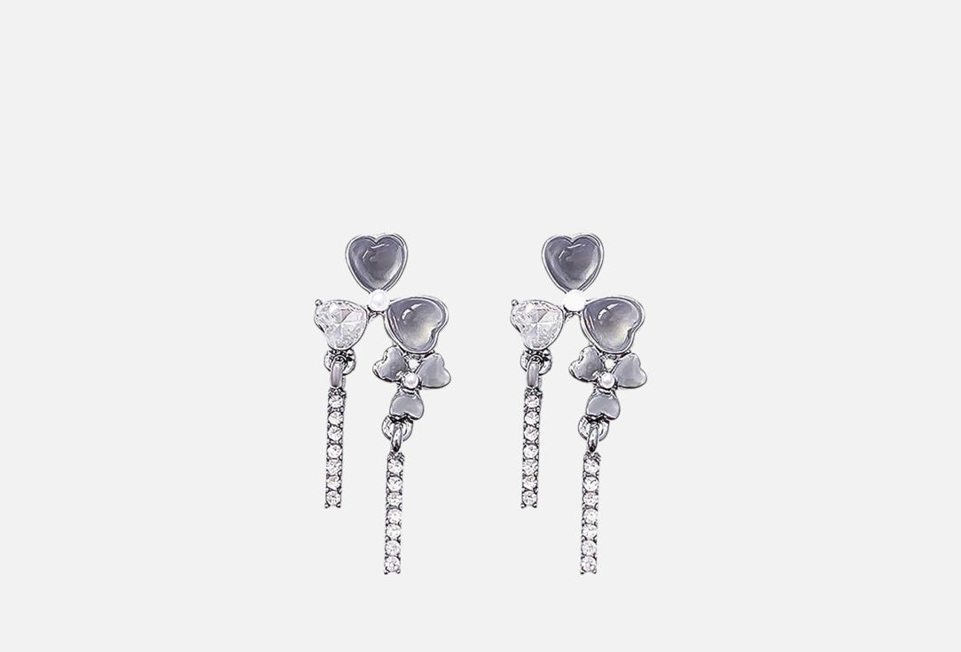 

серьги НАСТРОЕНИЕ ЖЕНЩИНЫ, Длинные с кошачьим глазом и цирконами 2 шт