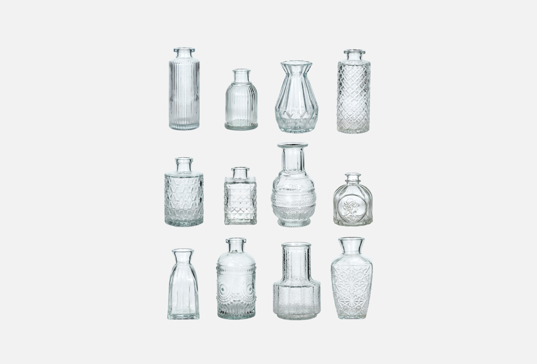 Изображение товара Набор стеклянных ваз Solmax фактурных, декоративных, прозрачных