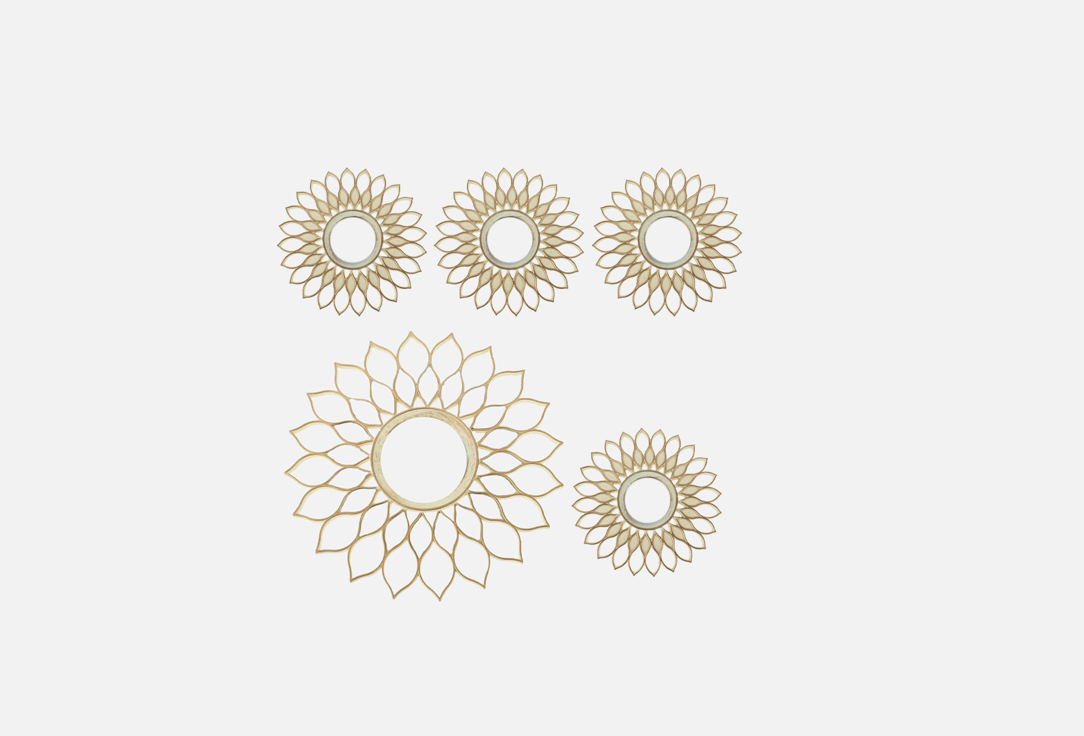 Изображение товара Настенные зеркала в декоративных рамках Solmax white gold 5 шт стильное решение для интерьера