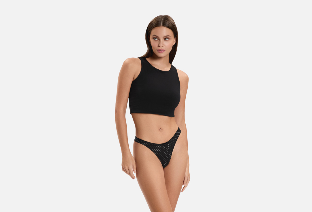 Изображение товара Трусы-стринги TUOSITE черные в горошек