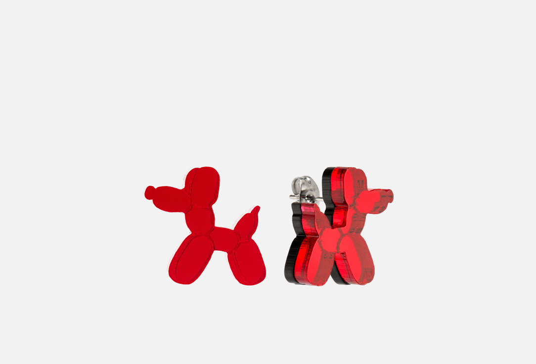 

серьги MONOLAMA, Собаки из шариков, красные 2 шт