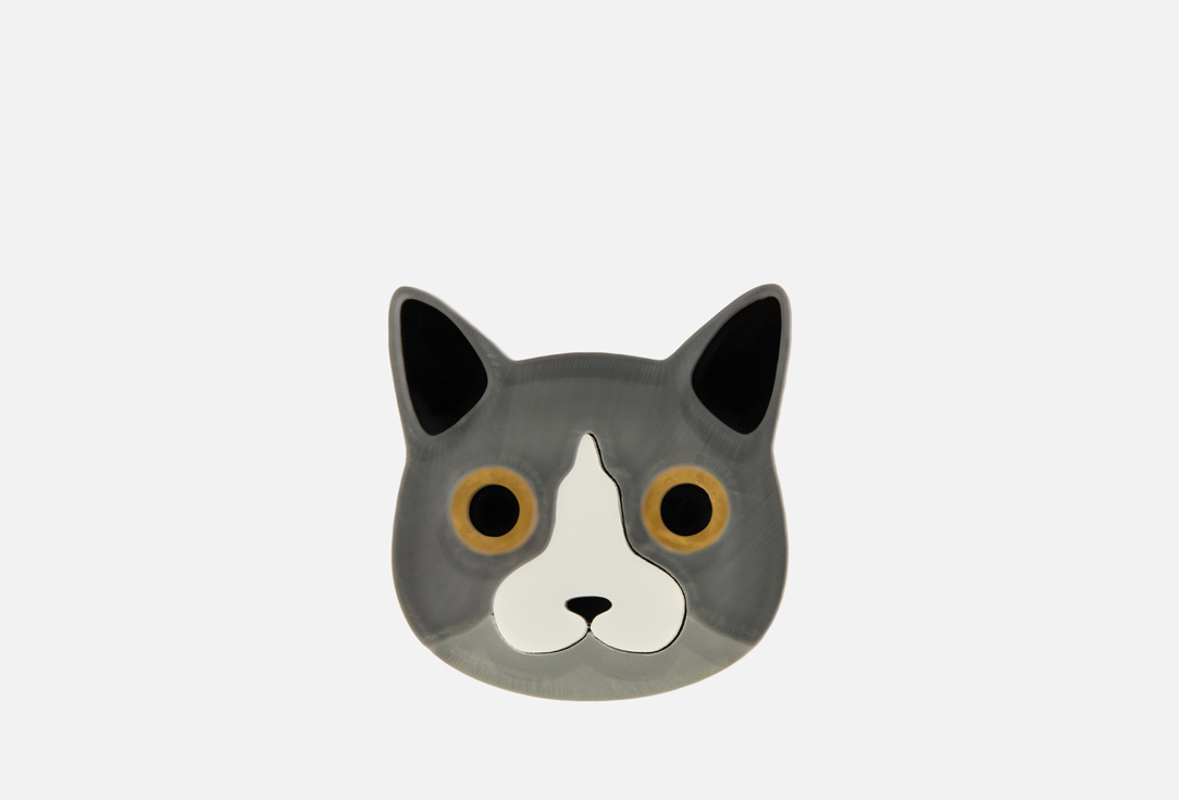 Изображение товара Брошь Monolama Серый котик из органического стекла ручной работы