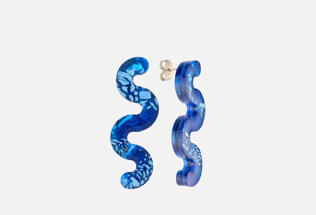 

серьги MONOLAMA, Re/Wave, голубые 2 шт