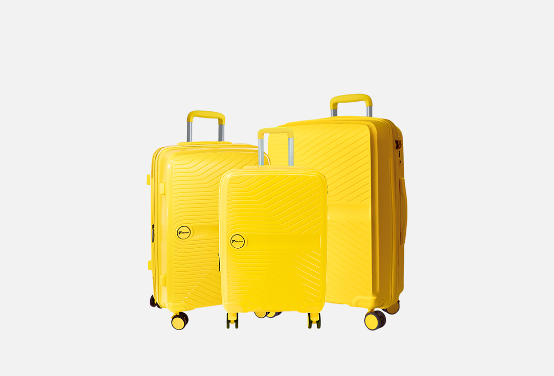 Изображение товара Набор чемоданов FEELWAY 3 шт желтый из полипропилена с TSA замком и расширением