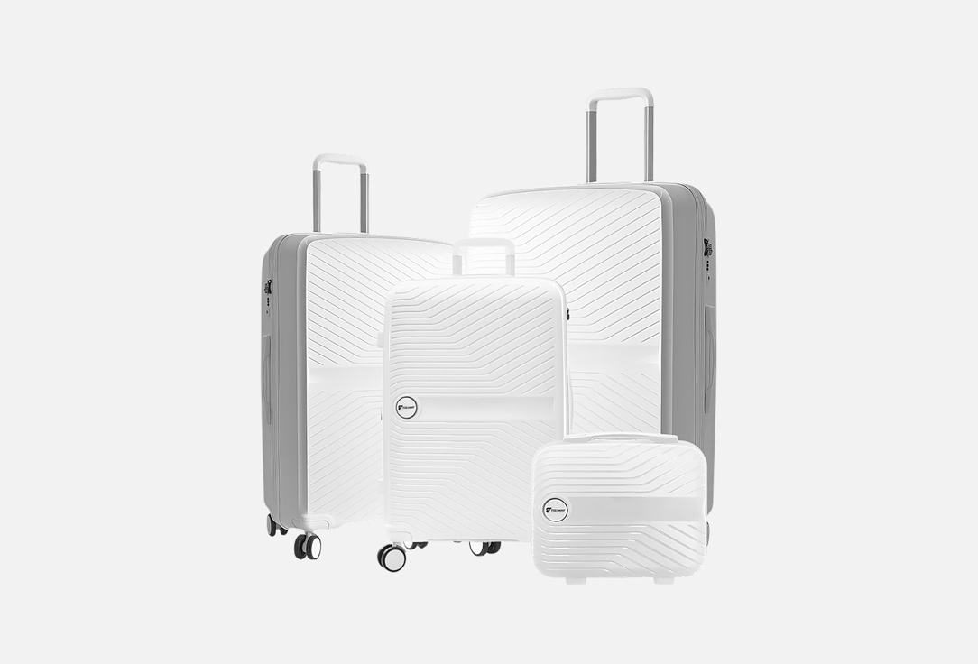 Изображение товара Набор чемоданов FEELWAY 3 размера белый с TSA замком и расширением
