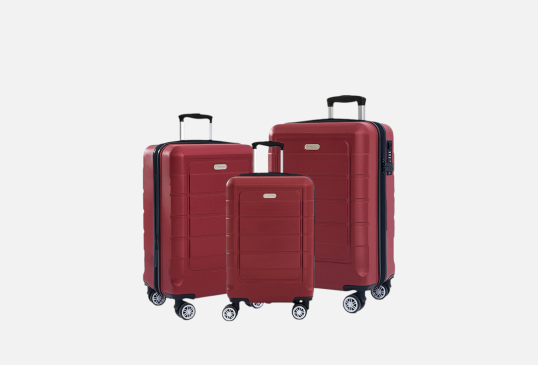 Изображение товара Набор чемоданов FEELWAY бордовый 3 размера ударопрочный ABS поликарбонат TSA