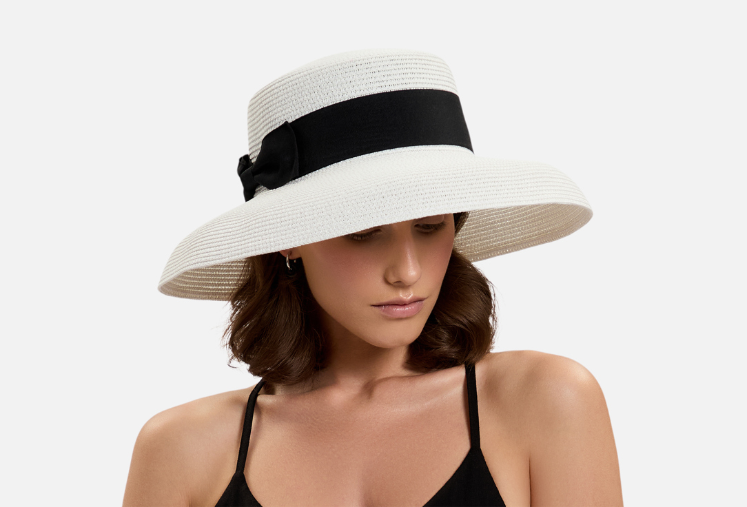 Изображение товара Женская пляжная шляпа Wow Miami молочная с широкими полями и регулировкой