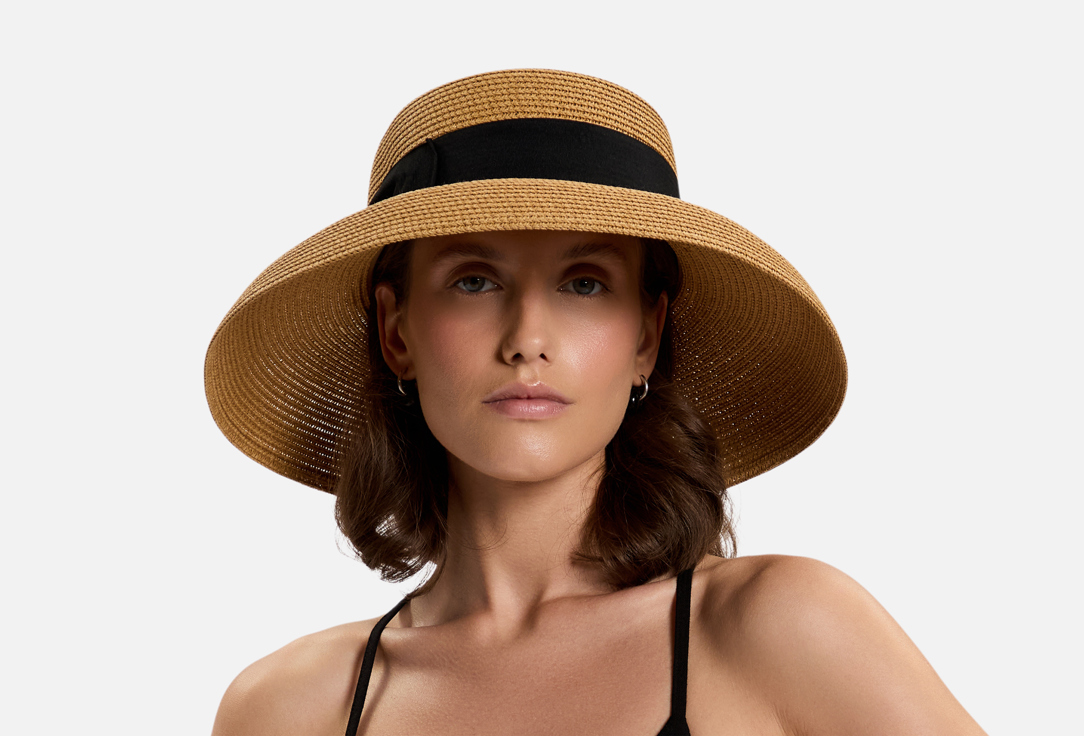 Изображение товара Стильная пляжная шляпа WOW Miami бежевый с широкими полями для защиты и стильного летнего образа