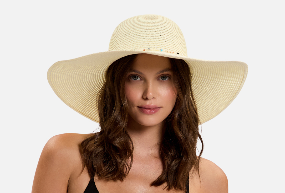 Изображение товара Шляпа пляжная WOW Miami ванильная для женщин с широкими полями