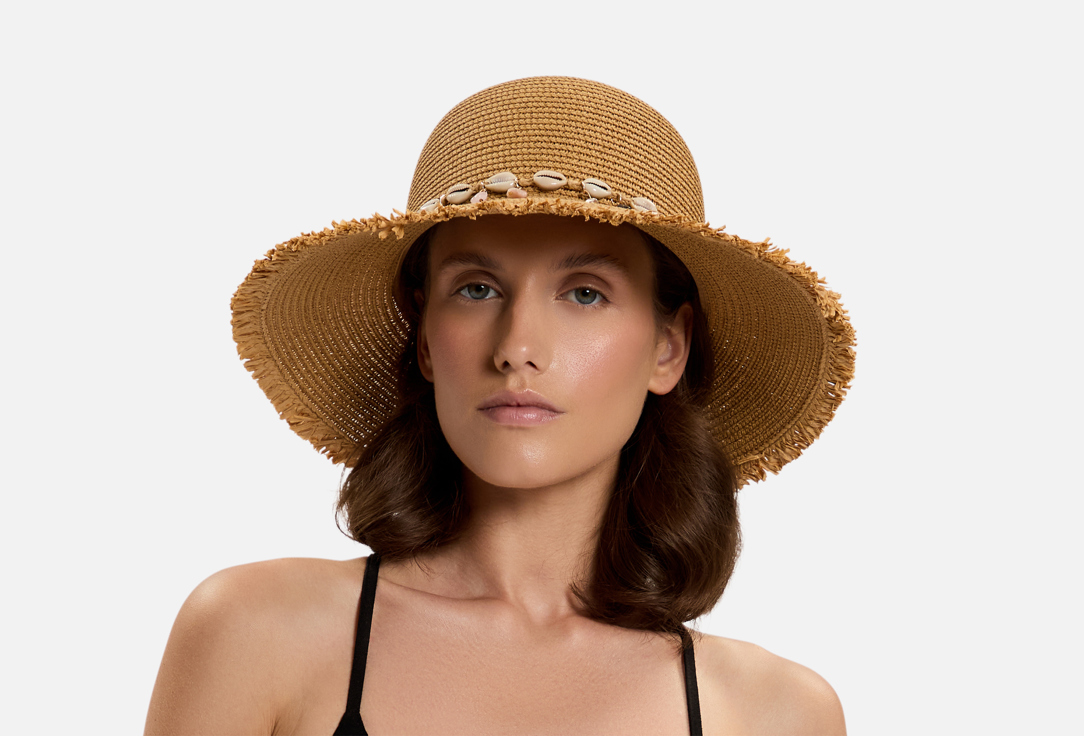 Изображение товара Пляжная шляпа WOW Miami бежевая с ракушками натуральная целлюлоза