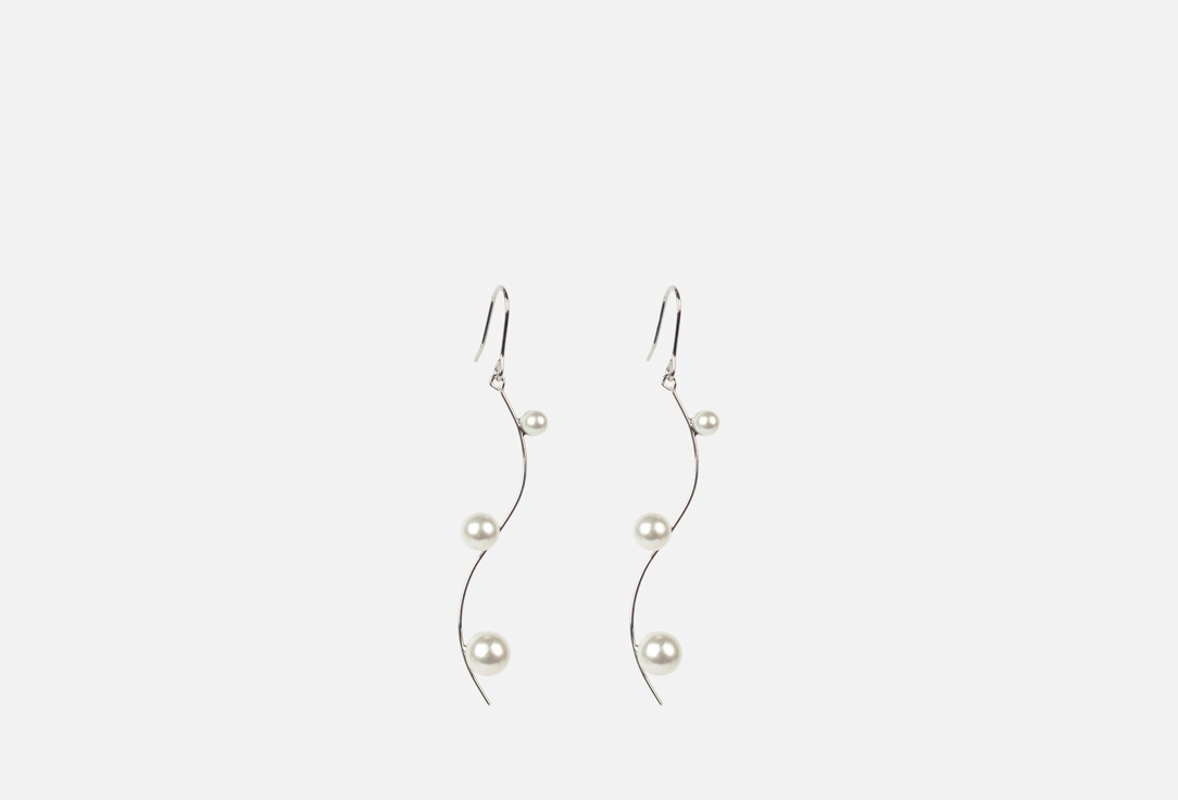 Изображение товара Серьги Фетиш Willow с жемчугом и родированием, латунь, 6 см