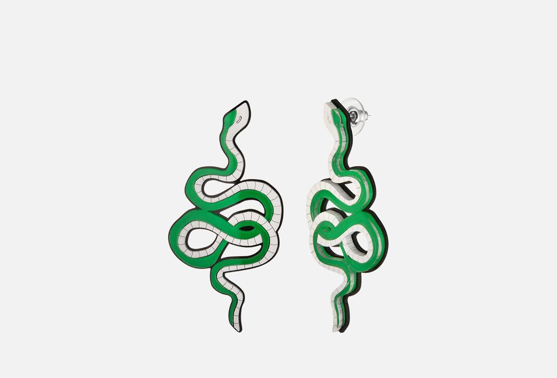 Изображение товара Зеленые серьги Змеи из органического стекла Monolama для женщин