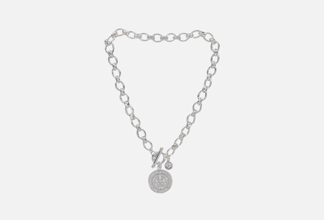 Изображение товара Колье Fiore Luna With a coin из серебристого сплава с подвеской в виде монеты
