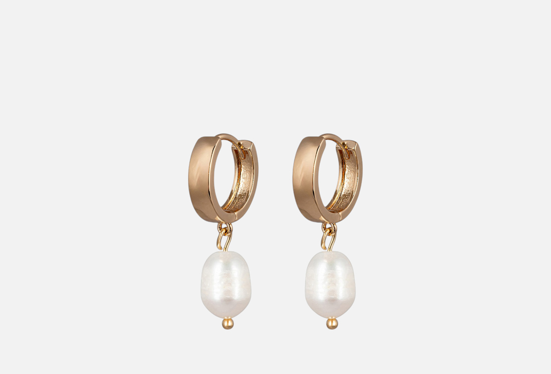 Изображение товара Серьги-конго Fiore Luna из бижутерного сплава с жемчугом 30 мм