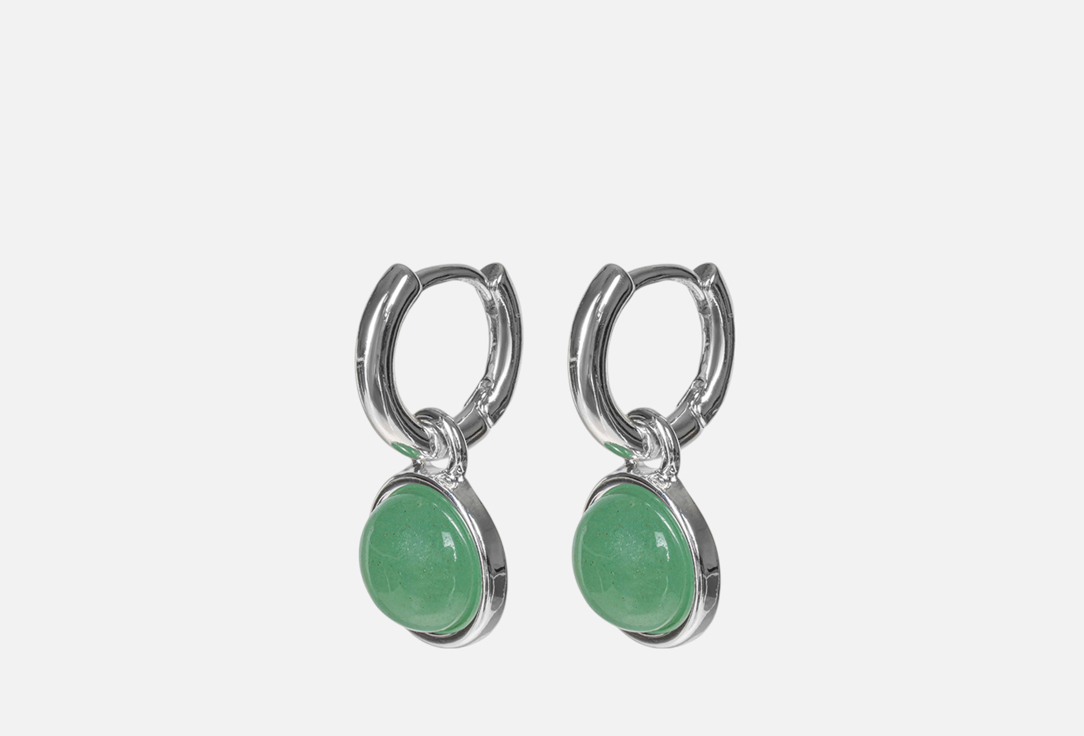 Изображение товара Элегантные серьги-конго GREEN AVENTURINE из бижутерного сплава с кварцовой вставкой