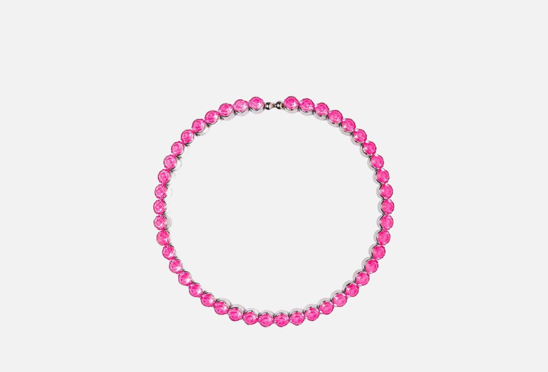 Изображение товара Колье Attribute Shop с розовыми кристаллами серебристое